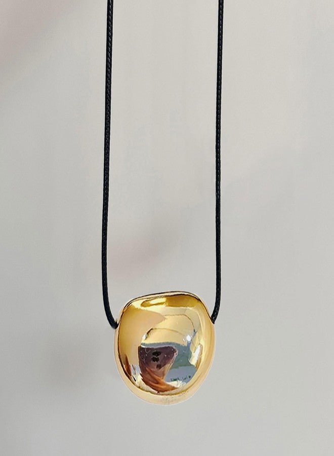YZYDF Stylish Metal Oval Shaped Neckchain Geometric Pendant Necklace Adjustable PU Leather Cord Clavicle Chain Elegant Jewelry - Image 5